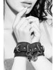 Load image into Gallery viewer, Shots Ouch Black & White Bonded Leather Hand/Ankle Cuffs - Black