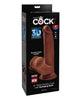 Cargue la imagen en el visor de la galería, King Cock Plus Pene de 8" de Triple Densidad con Testículos Oscilantes - Marrón
