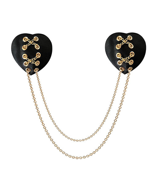 Load image into Gallery viewer, Neva Nude Two Heart Chained Pasties - Black O/S