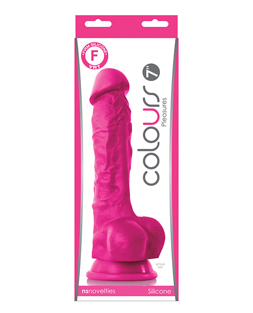Load image into Gallery viewer, Colours Pleasures 7" Dong w/Balls & Suction Cup - Pink