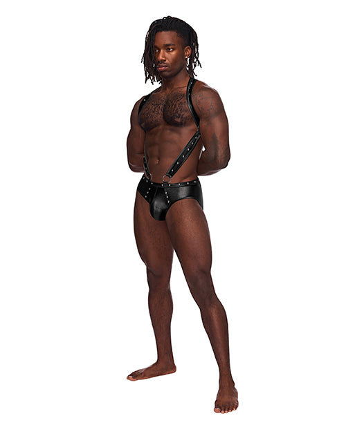 Afbeelding laden in Galerijviewer, Fetish Uranus Nylon Spandex Moonshine Harness Brief Black S/M