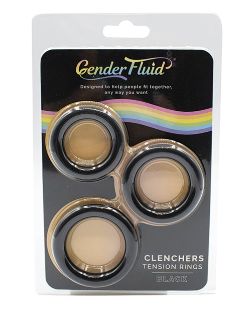 Load image into Gallery viewer, Gender Fluid Clincher Tension Ring Set - Black