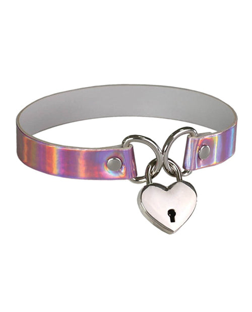 Cargue la imagen en el visor de la galería, Plesur Heart Lock Collar - Holographic Pink