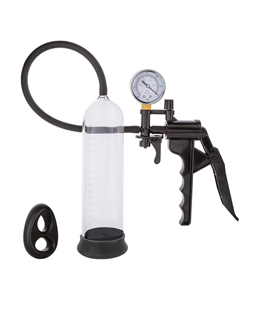 Cargue la imagen en el visor de la galería, Peak Magnified Gauged Penis Pump System w/Cock & Ball Ring - Black