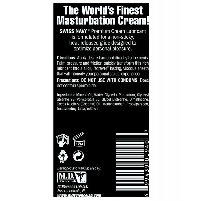 Cargue la imagen en el visor de la galería, Swiss Navy Premium Masturbation Cream 5 Oz Tube For Smooth Glide