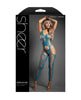 Indlæs billede i gallerifremviser, Sheer Everlasting Lace Bodystocking With Attached Stockings G String Teal Two Piece