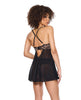 Cargue la imagen en el visor de la galería, Lace and Mesh Underwire Babydoll w/Thong - Black/Rose Gold SM