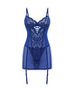 Load image into Gallery viewer, Kehlani Underwire Babydoll w/Detachable Garters & G-String - Cobalt Blue 1X/2X