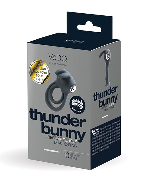 Carregar imagem no visualizador da Galeria, VeDO Thunder Bunny Rechargeable Dual Ring - Black Pearl