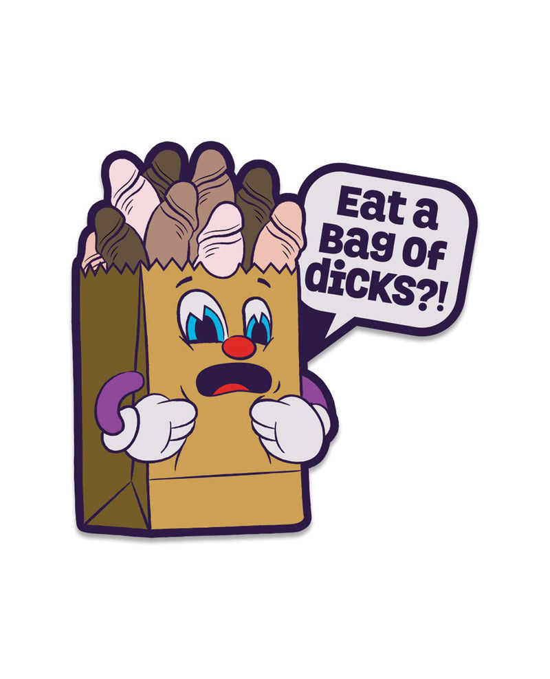 Load image into Gallery viewer, Wood Rocket Fuck Buddies Eat a Bag of Dicks Pin - Multi Color