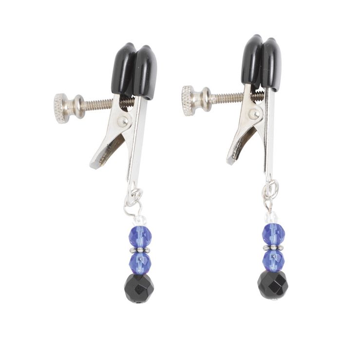 Carica l'immagine nel visualizzatore Galleria, Spartacus Adjustable Broad Tip Blue Beaded Nipple Clamps