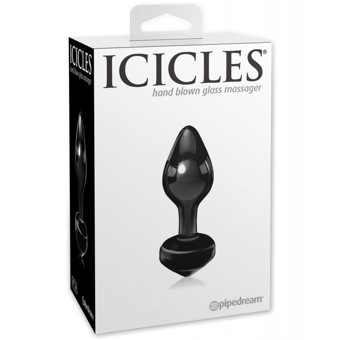 Load image into Gallery viewer, Icicles No. 44 Hand Blown Glass Butt Plug - Black