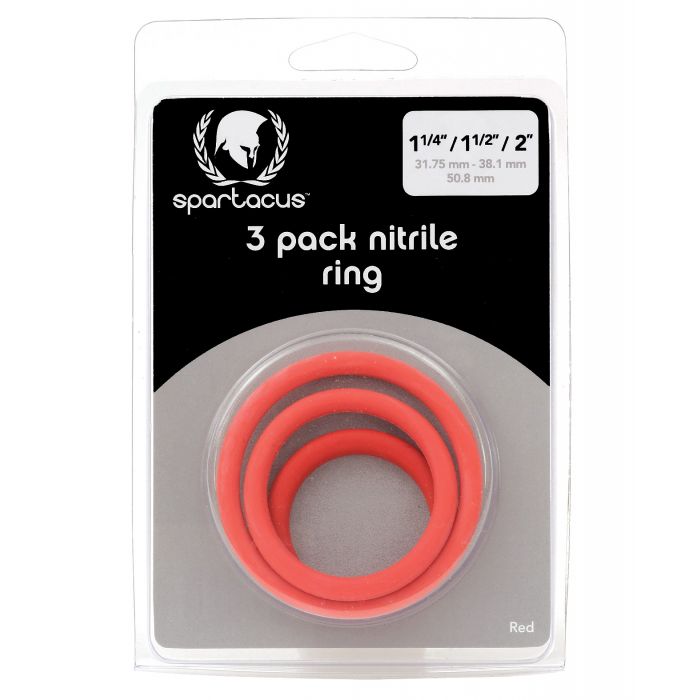 Load image into Gallery viewer, Spartacus Nitrile Cock Ring Set - Red Pack of 3