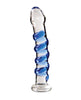 Afbeelding laden in Galerijviewer, Icicles nr. 5 met de hand geblazen glazen massager - helder met blauwe wervelingen