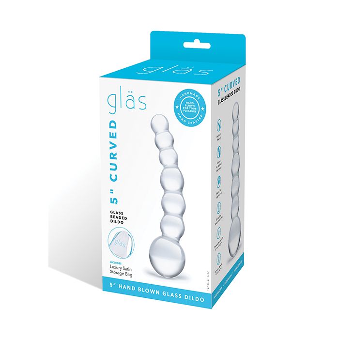 Load image into Gallery viewer, Glas 5" Curved Glass Beaded Dildo