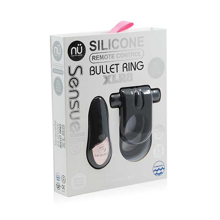 Carica l'immagine nel visualizzatore Galleria, Nu Sensuelle Silicone Remote Control XLR8 Turbo Boost Bullet Ring - Black