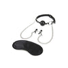 Załaduj obraz do przeglądarki galerii, Lux Fetish Breathable Ball Gag w/Adjustable Pressure Nipple Clamps