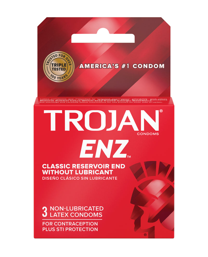 Lataa kuva gallerian katseluohjelmaan, Trojan ENZ Non Lubricated Latex Condoms Box Of 3 For Safe Sex