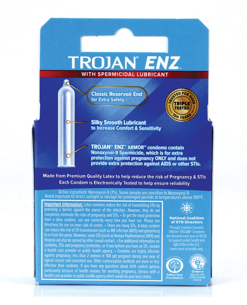 Load image into Gallery viewer, Trojan Enz Spermicidal Lubricated Condoms - Box of 3