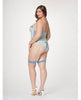 Carregar imagem no visualizador da Galeria, Lace & Mesh Bustier w/Lace Up Center, Garter Belt & Thong Blue 3X/4X