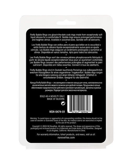 Cargue la imagen en el visor de la galería, Firefly Glow in the Dark Bubble Cock Rings - White, Pack of 3