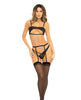 Charger l'image dans la visionneuse de la galerie, Rene Rofe Last All Night Bralette, Garter Belt & Panty Black M/L