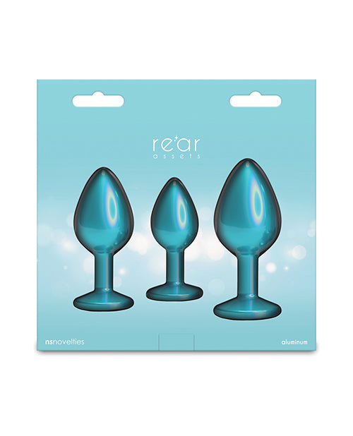Cargue la imagen en el visor de la galería, Rear Assets 3 Piece Trainer Kit Teal Gem Iridescent Chrome Plugs