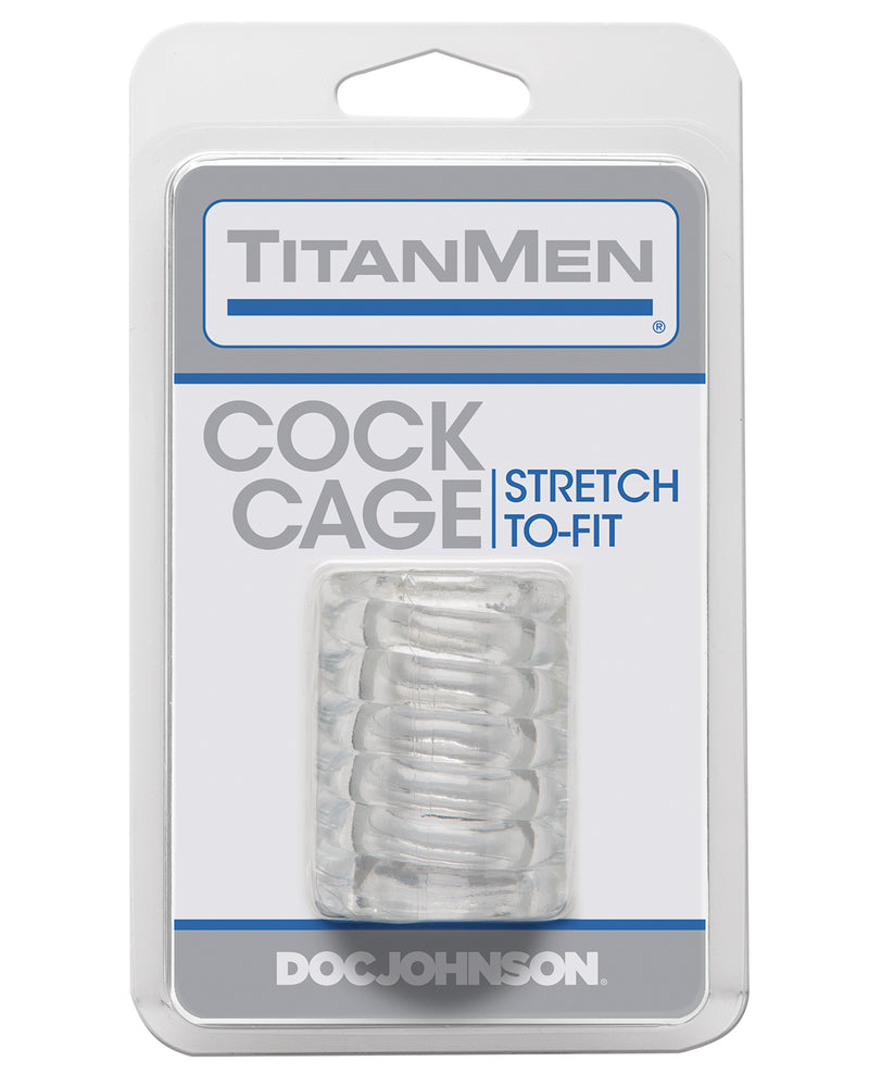 Cargue la imagen en el visor de la galería, TitanMen Tools Cock Cage Clear Ribbed Texture For Enhanced Stimulation And Girth With Stretchy TPE Sleeve