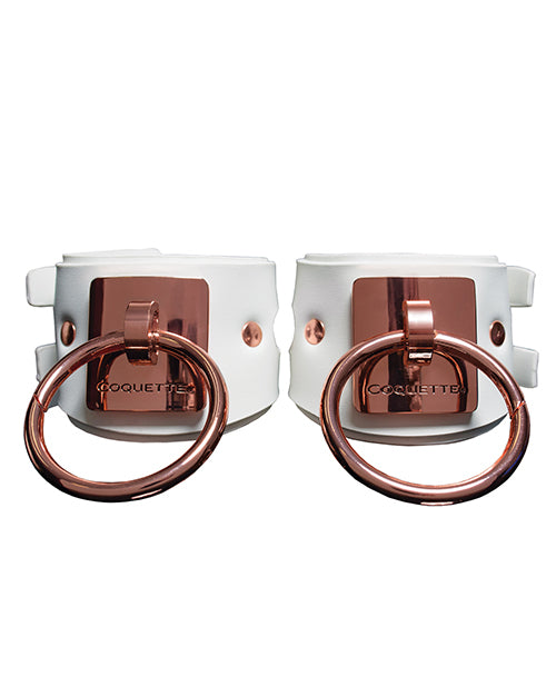 Załaduj obraz do przeglądarki galerii, Pleasure Collection Adjustable Handcuffs - White/Rose Gold