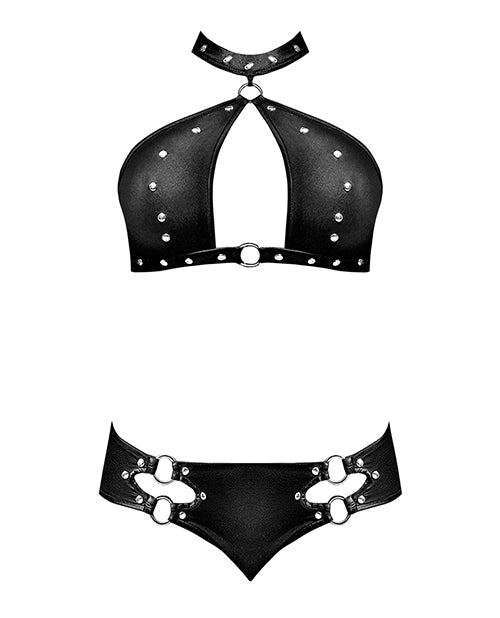 Carica l'immagine nel visualizzatore Galleria, Lust Juno Top w/Velcro Choker Neck & Mini Short Black S/M
