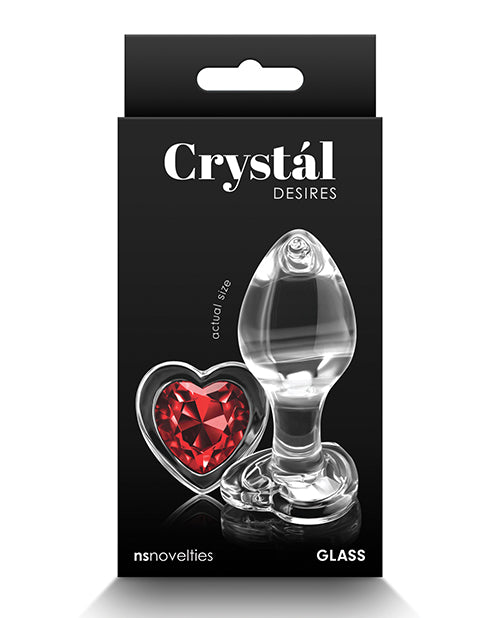 Load image into Gallery viewer, Crystal Desires Glass Heart Gem Butt Plug Medium - Red