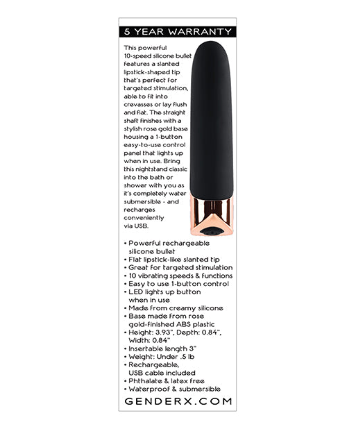 Load image into Gallery viewer, Gender X The Gold Standard Rechargeable Silicone Bullet Black Rose Gold