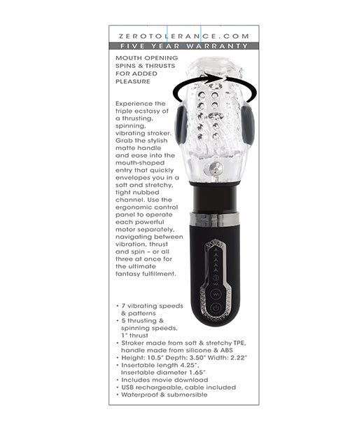 Indlæs billede i gallerifremviser, Zero Tolerance Thrill Ride Rechargeable Stroker - Black/Clear