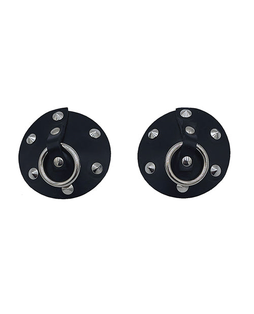 Cargue la imagen en el visor de la galería, Rouge Leather Studded Nipple Covers - Black