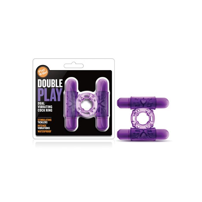 Load image into Gallery viewer, Blush Play With Me Double Play Dual Vibrating Cock Ring Purple