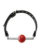 Lataa kuva gallerian katseluohjelmaan, Rouge Leather Ball Gag with Stainless Steel Rod and Removable Ball - Black with Red