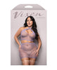 Indlæs billede i gallerifremviser, Vixen Serendipity Rhinestone Leopard Knit Keyhole Dress Lavender Queen Size