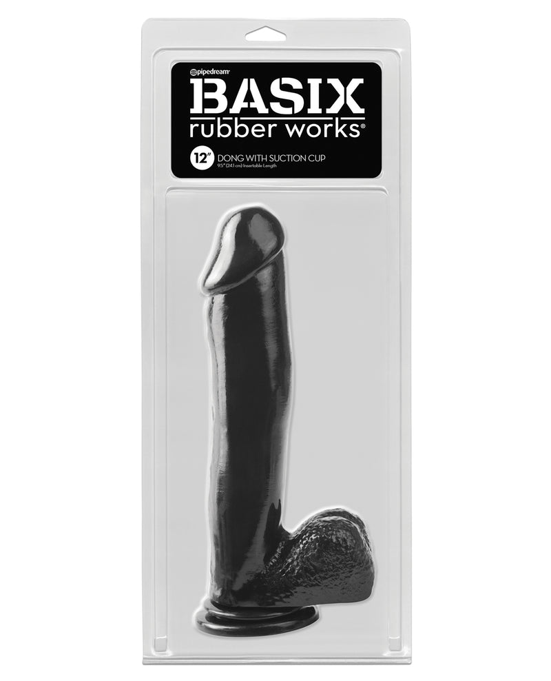Bild in den Galerie-Viewer laden, Basix Rubber Works 12" Dildo mit Saugnapf - Schwarz