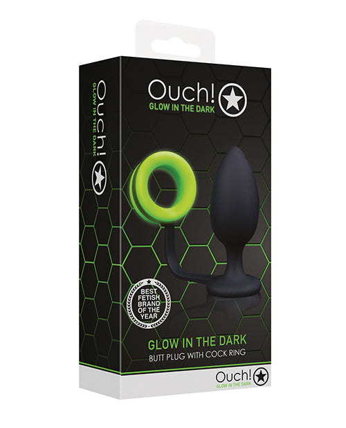 Cargue la imagen en el visor de la galería, Shots Ouch Butt Plug w/Cock Ring - Glow in the Dark
