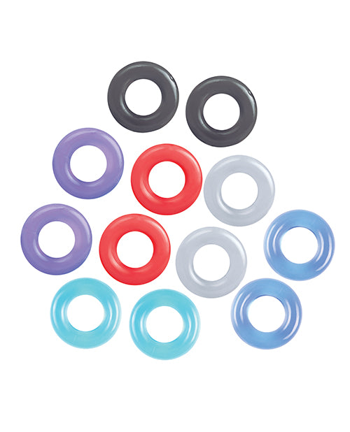 Afbeelding laden in Galerijviewer, The 9's Baller's Dozen Original 12pc Cockring Set - Asst. Colors