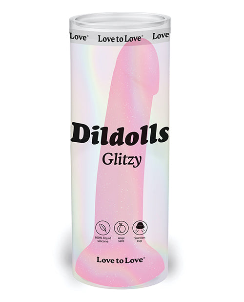 Load image into Gallery viewer, Love to Love Curved Suction Cup Dildolls Glitzy - Glitter Pink