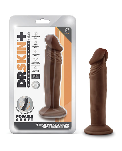 Lataa kuva gallerian katseluohjelmaan, Blush Dr. Skin Plus 6" Posable Dildo - Chocolate