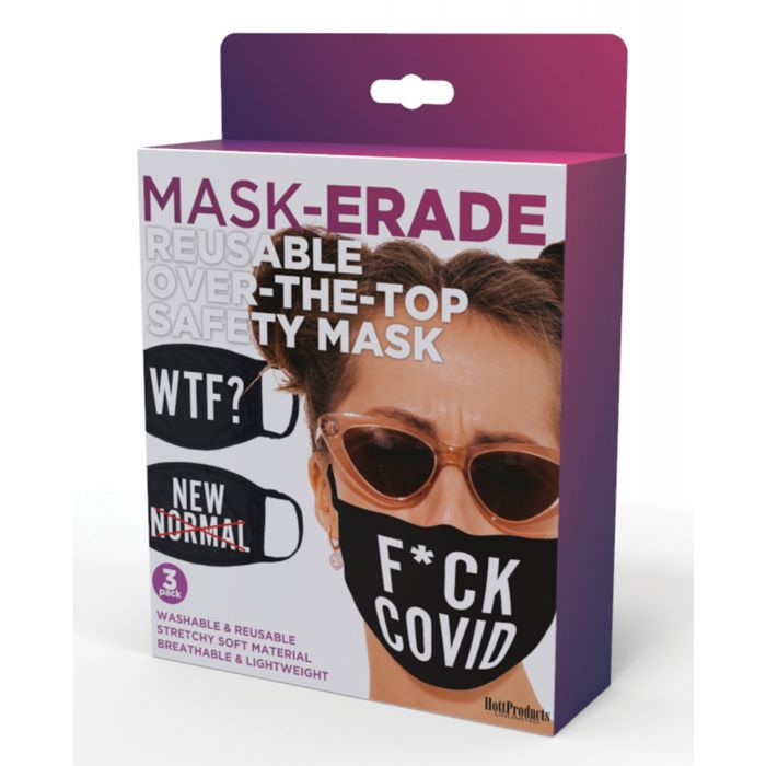 Lataa kuva gallerian katseluohjelmaan, Hott Products Mask-erade Masks - F Covid/WTF?/New Normal X Pack of 3