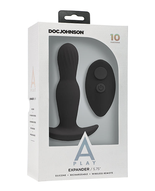 Indlæs billede i gallerifremviser, A Play Expander Rechargeable Silicone Anal Plug w/Remote - Black