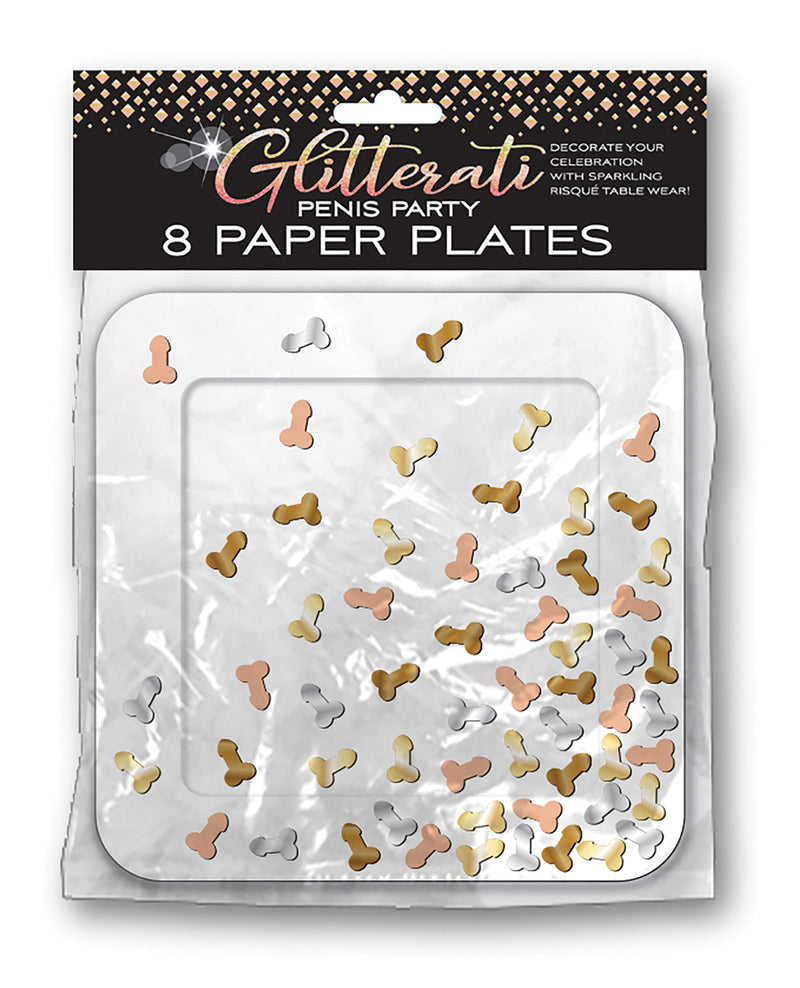 Cargue la imagen en el visor de la galería, Platos para fiesta de pene Glitterati - Paquete de 8