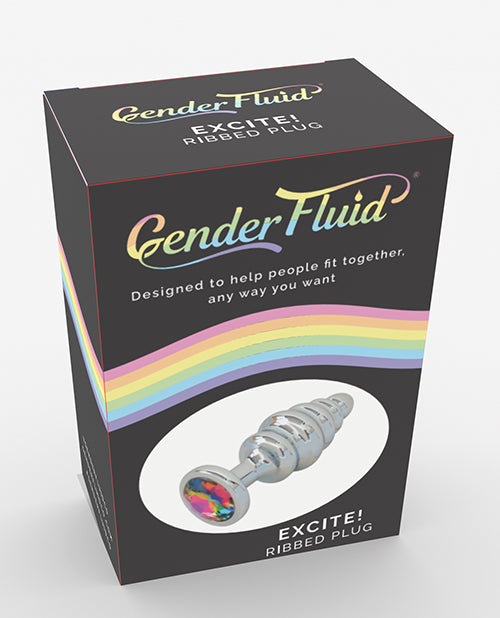 Load image into Gallery viewer, Gender Fluid Excite! Ribbed Plug - Silver