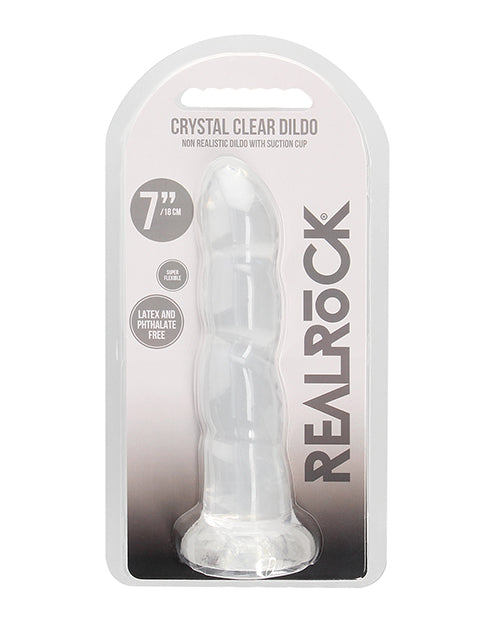Φόρτωση εικόνας στο πρόγραμμα προβολής Gallery, Shots RealRock Crystal Clear 7" Rippled Dildo - Transparent