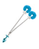Bild in den Galerie-Viewer laden, Nixie Metall-Butt-Plug mit eingelegtem Schmuckstein & Pelzmanschetten-Set - Blau Metallic