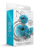 Bild in den Galerie-Viewer laden, Nixie Metall-Butt-Plug mit eingelegtem Schmuckstein & Pelzmanschetten-Set - Blau Metallic