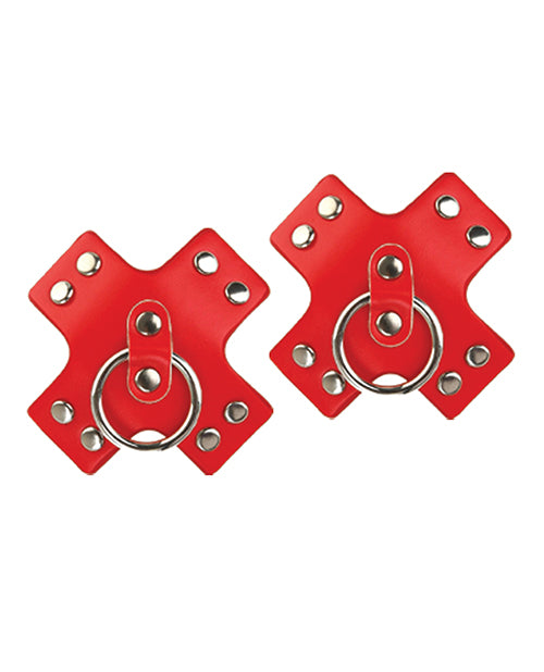 Încărcați imaginea în vizualizatorul Galerie, Nipplicious Seducer Leather Pasties w/Ring - Red